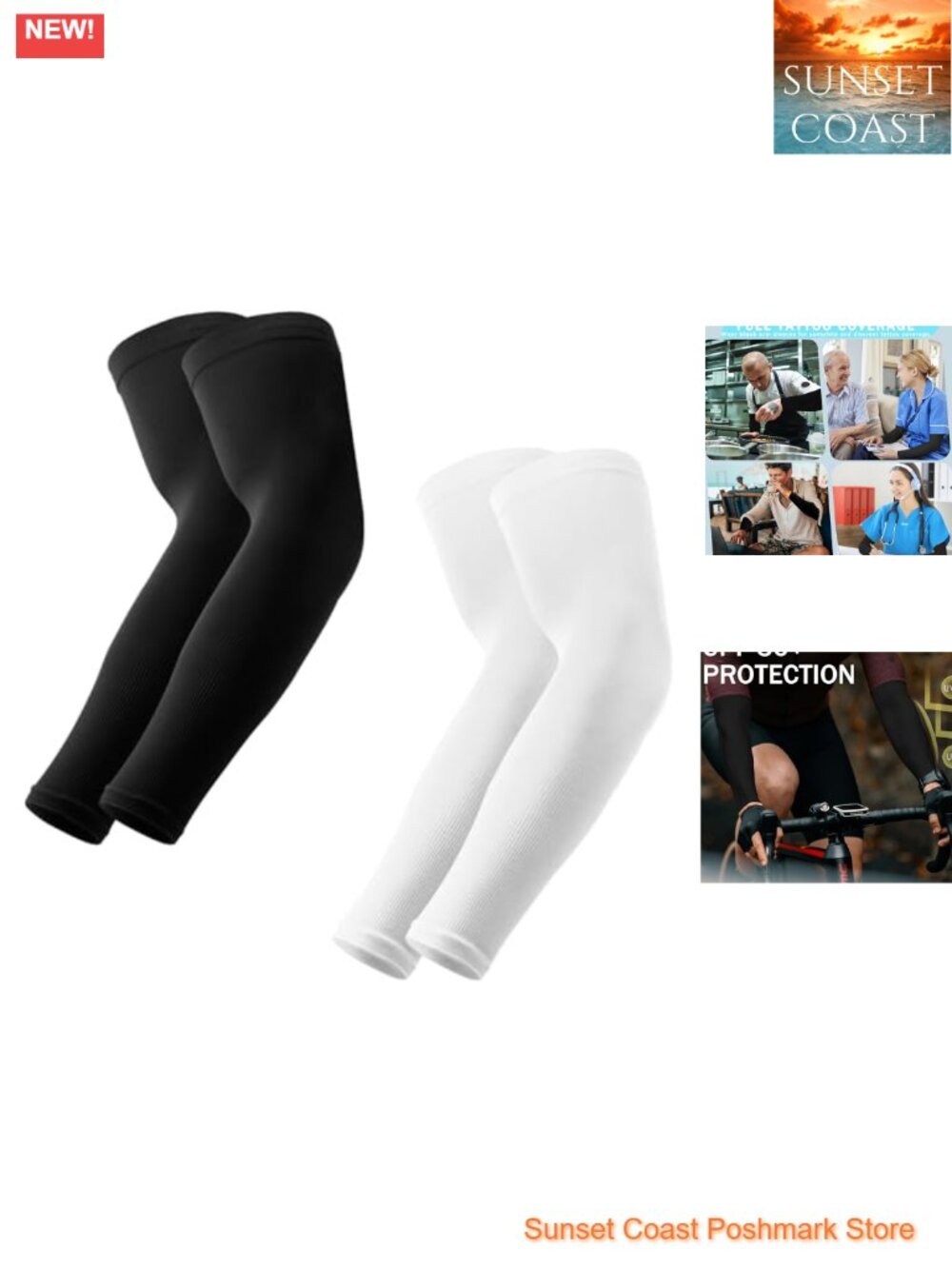 UPF 50+ Arm Sleeves for Men/Women - Cooling Nylon Spandex Compression Sleeves
